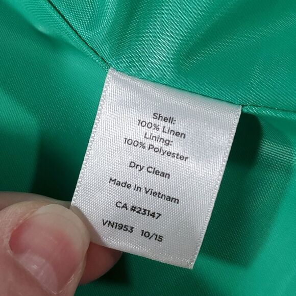 🔹️Talbots Green Linen Lightweight Open Front Blazer Size 14 - Picture 8 of 9